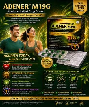 ADENER™ M19GComplete Antioxidant Energy Formula
A powerful blend of advanced multivitamins, multiminerals, Omega-3, DHA & antioxidants designed to support your daily health needs.