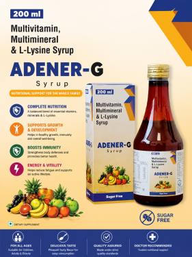 Nourish your body, energize your life! ADENER-G Syrup is a powerful blend of multivitamins, multiminerals & L-Lysine designed to support complete family health. ✔ Complete Nutrition ✔ Supports Growth & Development ✔ Boosts Immunity ✔ Enhances Energy & Vitality 💛 Sugar-Free | 👨‍👩‍👧‍👦 Suitable for All Ages 