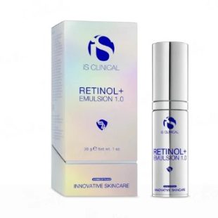 iS Clinical Retinol+ Emulsion 1.0 is a next-generation retinol treatment formulated to deliver transformative anti-aging results with minimal irritation, using a potent 1.0% concentration of encapsulated Retinol for controlled release that enhances cell turnover and smooths fine lines and wrinkles. It combines Bakuchiol, a plant-based retinol alternative, for enhanced elasticity and reduced pigmentation without irritation, and Ecdysterone, a botanical compound that supports natural skin regeneration and repair. The formula also includes Vitamin C and Vitamin E to provide antioxidant protection against free radical damage, while Hyaluronic Acid and Ceramides deeply hydrate and strengthen the skin barrier. Complemented by botanical extracts such as Oryza Sativa (Rice) Bran Extract, Poria Cocos Extract, Rosmarinus Officinalis (Rosemary) Leaf Extract, and Chlorella Vulgaris Extract, it helps nourish, soothe, and rejuvenate the skin for a firmer, more radiant complexion. This lightweight emulsion is suitable for most skin types, particularly those concerned with aging, and should be introduced gradually to build tolerance.